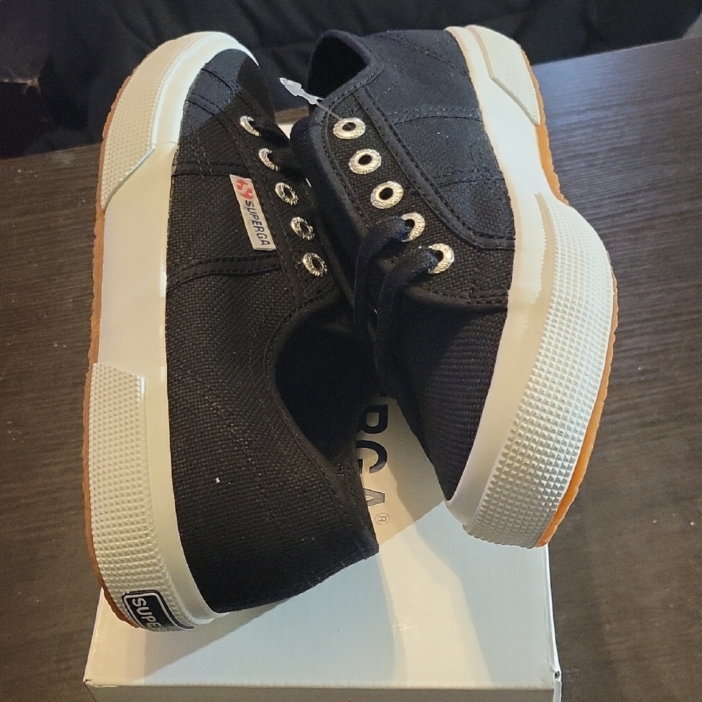 Superga 2750 Cotu Sneakers - Black and White Mens 6 Womens 7.5 NWT & BOX - Picture 7 of 10